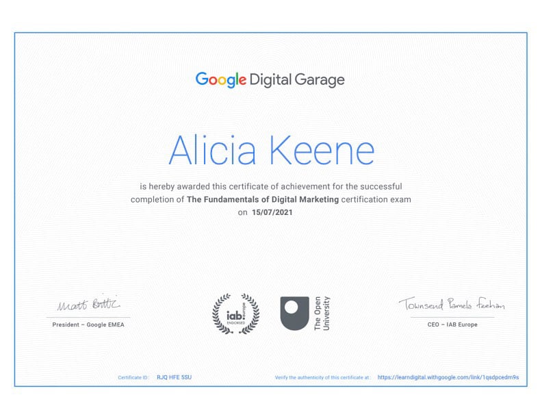 Alicia-Keene-Fundamentals-of-Digital-Marketing-certificate