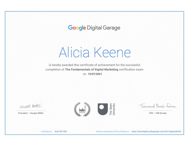 Alicia-Keene-Fundamentals-of-Digital-Marketing-certificate
