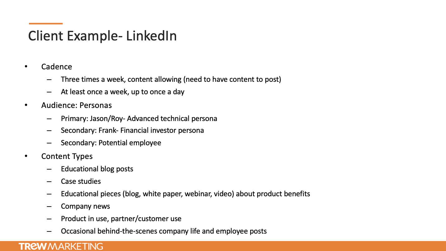 example client social media plan
