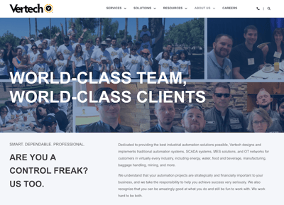 Vertech about page messaging