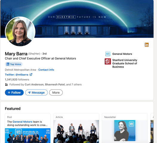 Linkedin Profile Mary Barra