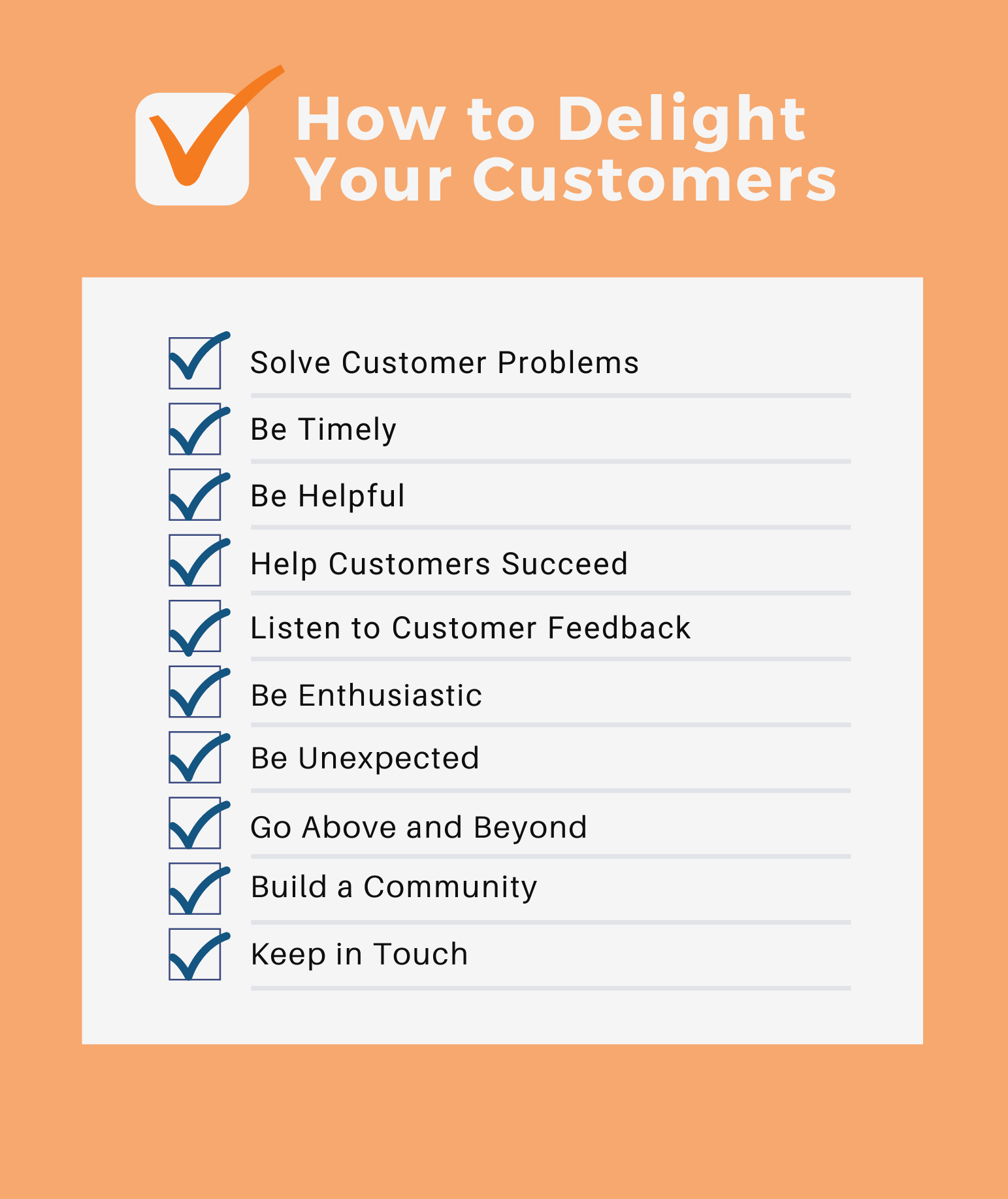 Delight Customers Checklist