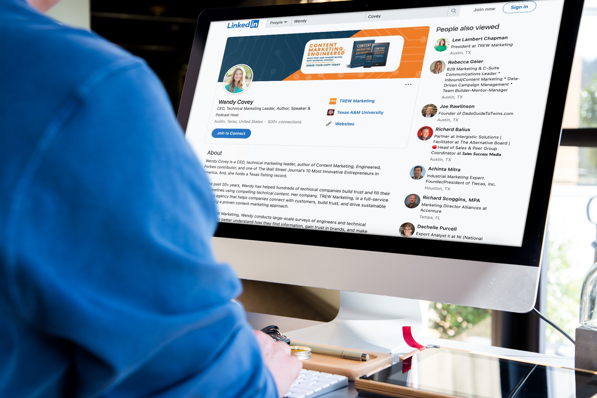LinkedIn profile mockup
