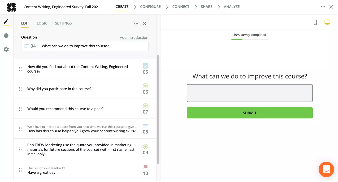 CWE Course Survey