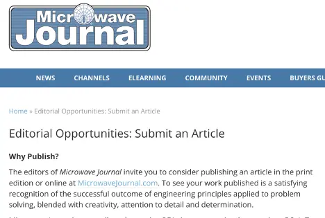 Microwave Journal article submission page